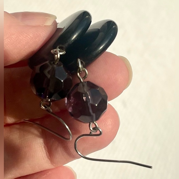 Earrings, (GUC) pierced purple glass jewelry - Picture 12 of 16